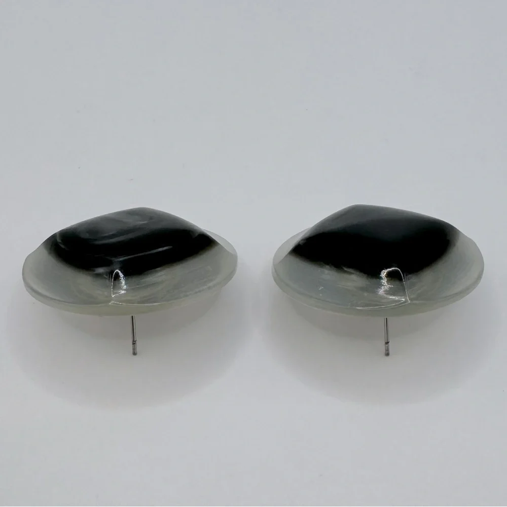 VINTAGE Large Pearl Acrylic Button Earrings
